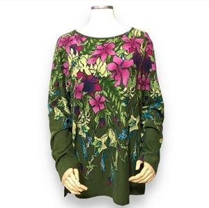 SIMONTON SAYS by George Simonton Floral Print Scoop Neck Sweater NWOT